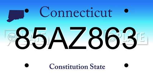 85AZ863 Connecticut License Plate
