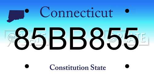 85BB855 Connecticut License Plate