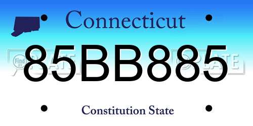 85BB885 Connecticut License Plate