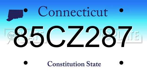 85CZ287 Connecticut License Plate