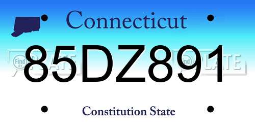 85DZ891 Connecticut License Plate