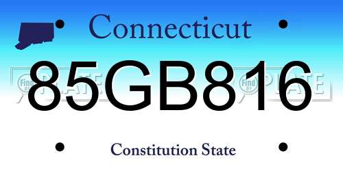 85GB816 Connecticut License Plate