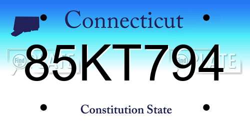 85KT794 Connecticut License Plate