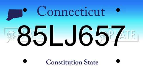 85LJ657 Connecticut License Plate