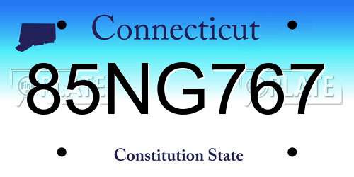 85NG767 Connecticut License Plate