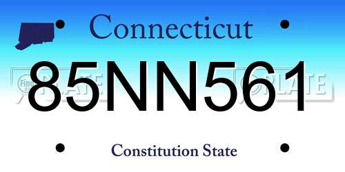 85NN561 Connecticut License Plate