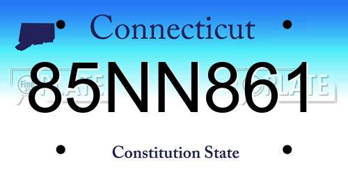 85NN861 Connecticut License Plate