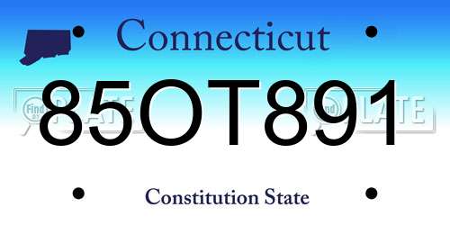 85OT891 Connecticut License Plate
