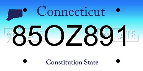 85OZ891 Connecticut License Plate