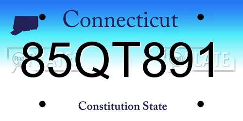 85QT891 Connecticut License Plate