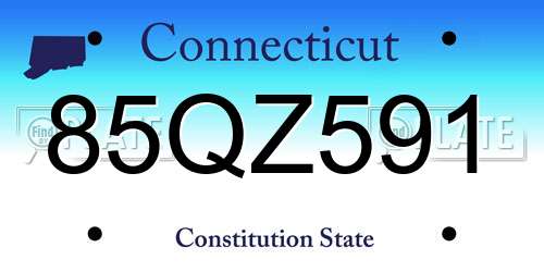 85QZ591 Connecticut License Plate