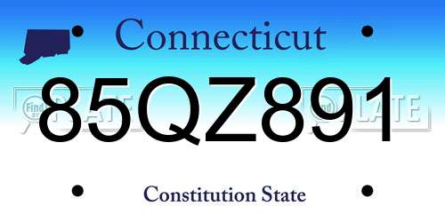 85QZ891 Connecticut License Plate