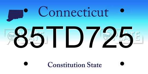 85TD725 Connecticut License Plate