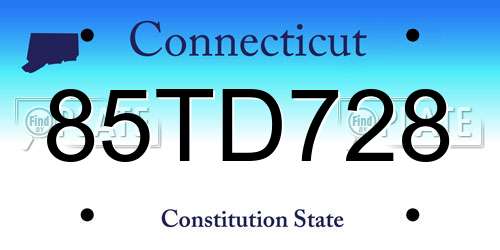 85TD728 Connecticut License Plate