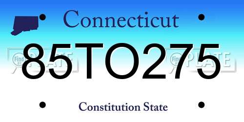 85TO275 Connecticut License Plate