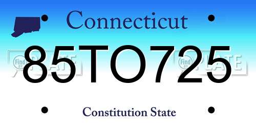 85TO725 Connecticut License Plate