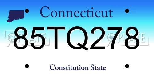 85TQ278 Connecticut License Plate
