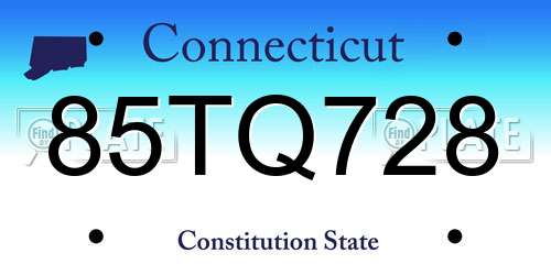 85TQ728 Connecticut License Plate