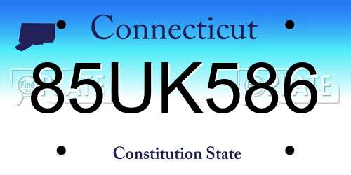 85UK586 Connecticut License Plate