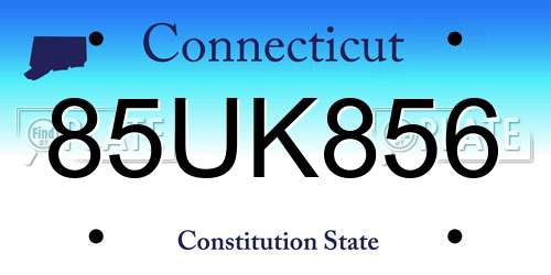 85UK856 Connecticut License Plate
