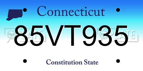 85VT935 Connecticut License Plate