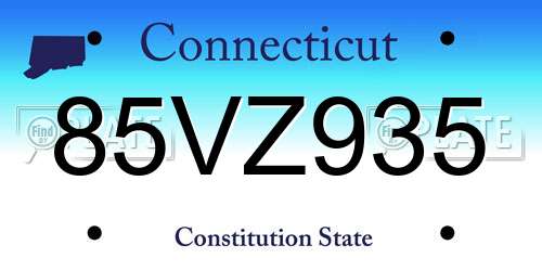 85VZ935 Connecticut License Plate