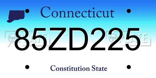 85ZD225 Connecticut License Plate