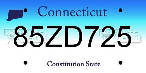 85ZD725 Connecticut License Plate