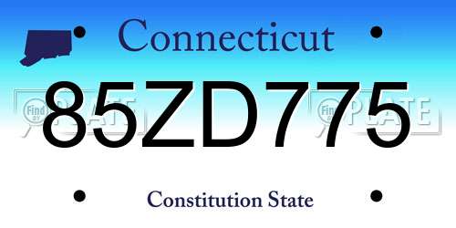 85ZD775 Connecticut License Plate