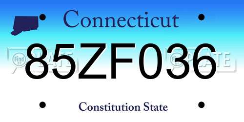 85ZF036 Connecticut License Plate