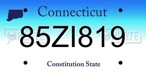 85ZI819 Connecticut License Plate