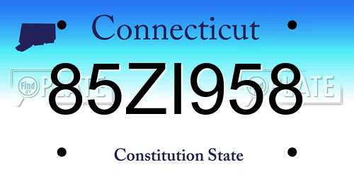 85ZI958 Connecticut License Plate