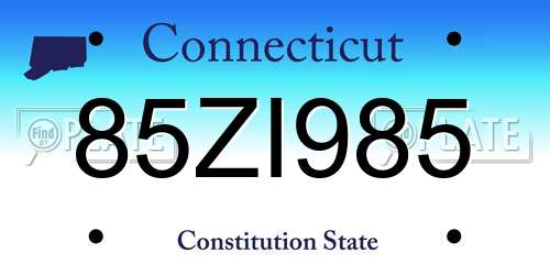 85ZI985 Connecticut License Plate