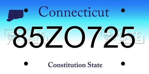 85ZO725 Connecticut License Plate
