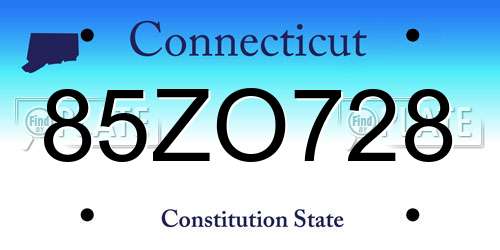 85ZO728 Connecticut License Plate