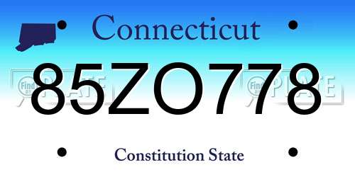 85ZO778 Connecticut License Plate