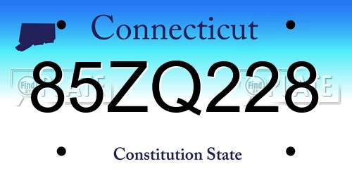 85ZQ228 Connecticut License Plate