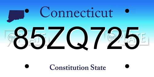 85ZQ725 Connecticut License Plate