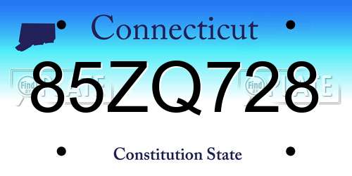 85ZQ728 Connecticut License Plate