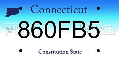 860FB5 Connecticut License Plate