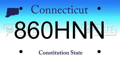 860HNN Connecticut License Plate