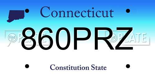 860PRZ Connecticut License Plate