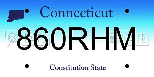860RHM Connecticut License Plate