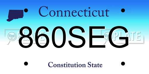 860SEG Connecticut License Plate