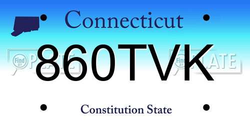 860TVK Connecticut License Plate