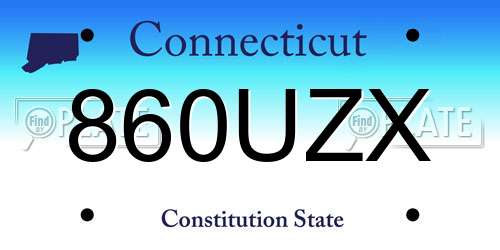 860UZX Connecticut License Plate