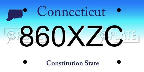 860XZC Connecticut License Plate