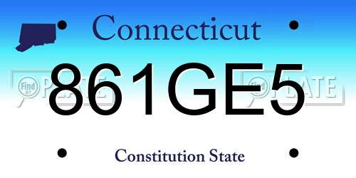 861GE5 Connecticut License Plate