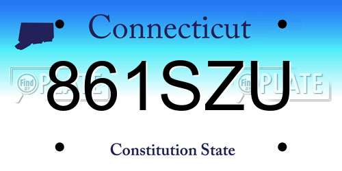 861SZU Connecticut License Plate