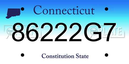 86222G7 Connecticut License Plate
